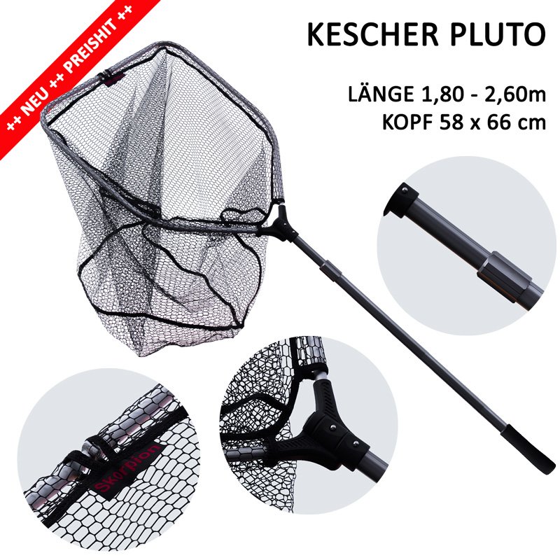 Gro/ßfischkescher Kescher mit gummiertem Netz